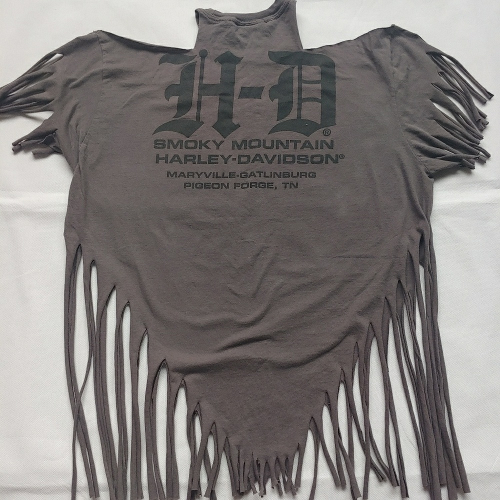 Harley Davidson Custom cut cold shoulder tshirt - Picture 3 of 5